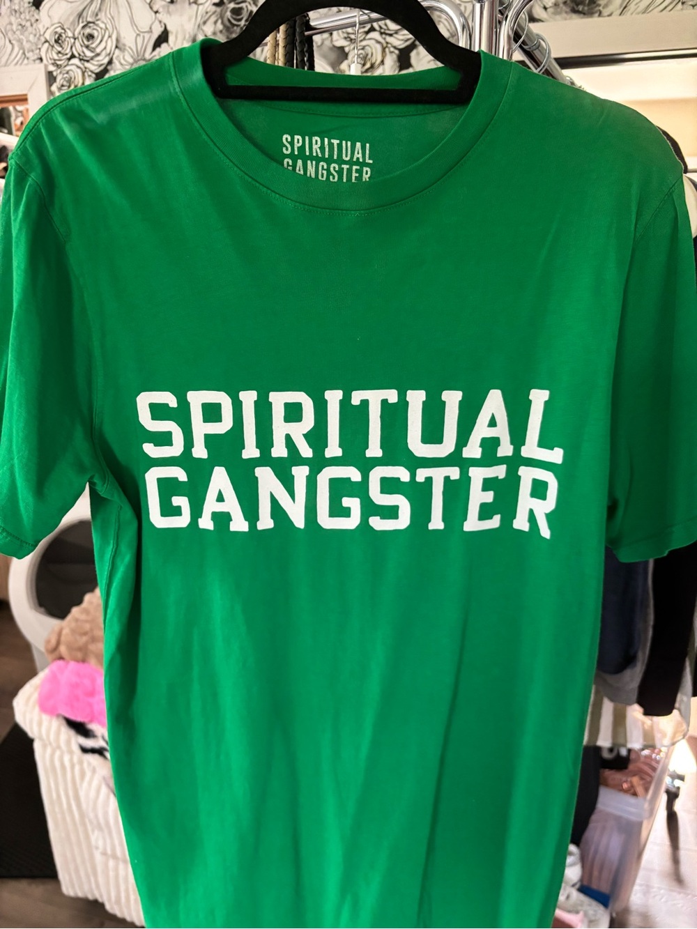 Spiritual Gangster Green Tee with White Chest Logo